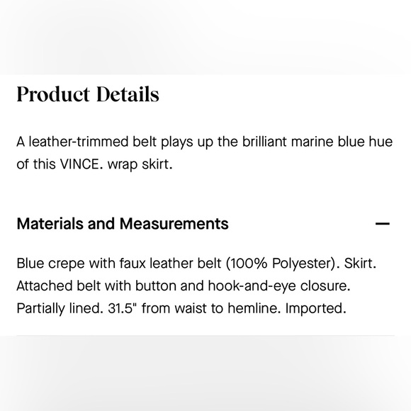 Vince Blue Belted Wrap Skirt with Leather Trim Sz 12 - Picture 4 of 14